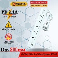 Ổ cắm điện đa năng Remax 5 ổ cắm 3 USB Remax RV-05 lỗ cắm tải 2500W an toàn chống giật, chịu nhiệt - Hàng Chính Hãng Remax