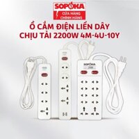 Ổ cắm điện đa năng SOPOKA nhiều lỗ cắm dây 2m-4m có USB an toàn tiện lợi công suất 2200W