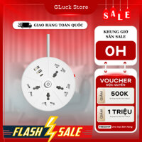 Ổ Cắm Điện Đa Năng Thiết Kế Xoay Tròn Tiết Kiệm Diện Tích Có Công Tắc An Toàn Kiêm Đèn Ngủ Ổ Điện Thông Minh