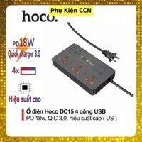 Ổ Cắm Điện Đa Năng thông minh 3 chấu chống giật chống cháy nổ sạc nhanh 30W QC 3.0, PD 18W Hoco DC15 siêu chịu tải