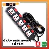 Ổ cắm điện Điện Quang ⚡⚡ 1 đổi 1⚡⚡ 5 lỗ 3 chấu kéo dài 2m/5m công suất 2500W màu Trắng/Đen Mos Shop
