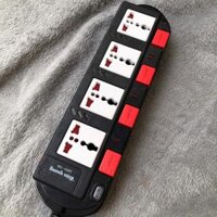 Ổ cắm điện Điện Quang cao cấp 4 lỗ 3 chấu - 4 công tắc riêng - dây dài 2m5m ĐQ ESK SM740SL Chịu tải cao 2500W - Đen-trắng-đỏ,2m