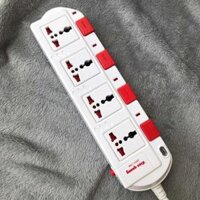 Ổ cắm điện Điện Quang cao cấp 4 lỗ 3 chấu - 4 công tắc riêng - dây dài 2m5m ĐQ ESK SM740SL Chịu tải cao 2500W - Trắng đỏ,2m