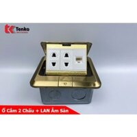 Ổ Cắm Điện Đôi Âm Sàn Kèm Mạng LAN Chính Hãng Tenko TK-J02-23 Màu Vàng