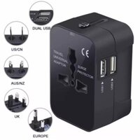 Ổ Cắm Điện Du Lịch Quốc Tế Đa Năng Travel Universal Adapter Có 2 Cổng Usb