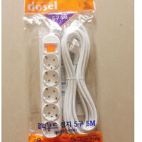 Ổ cắm điện Hàn Quốc, loại 5 lỗ 1 công tắc với chiều dài của dây là 3mét.DM2218