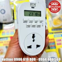 Ổ cắm điện hẹn giờ ATA 20N (đồng hồ lcd điện tử chính xác, có pin sạc lưu cài đặt)