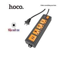 Ổ cắm điện Hoco DC31 chất liệu PC và ABS chống cháy kèm 3 cổng AC và 2 cổng sạc USB chân cắm US dây dài 1.5M
