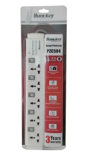 Ổ cắm điện Huntkey 5 ổ, dây 2 mét, chống sét PZC504