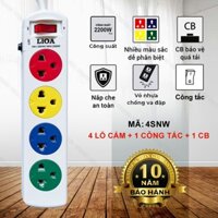 Ổ cắm điện LIOA, 2200W, 4 ổ cắm, 1 công tắc, dây dài 3 mét, 5 mét, 4SNW3.2.10 - 4SNW5.2.10