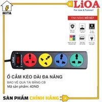 Ổ Cắm Điện LIOA, 4 Lỗ, Có Công Tắc, Dây Dài 5m 4D52N- Hàng chính hãng