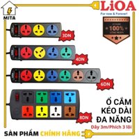 Ổ cắm điện LiOA đa năng 3 Lõi - 3 lô, 4 lỗ, 6 lỗ, 8 lỗ Phích 3 chân Dây dài 3m - 6 ổ 6D33N