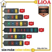 Ổ Cắm Điện LiOA Phổ Thông - Ô Căm Điên 3 lô - 4 lô - 5 lô - 6 lô - dai 5m  - Ổ cắm ko công tắc 5TC 5m