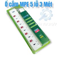 Ổ cắm điện MPE đa năng 5 lổ 5 công tắc dây kéo dài 3 Mét 2000W Chính Hãng