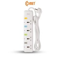 Ổ Cắm Điện Nối Dài Comet CESG2403 2500W Dây Dài 3m, 4 Lỗ 3 Chấu, 4 Công Tắc, Có Nắp Che Lỗ Cắm An Toàn