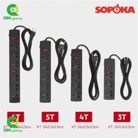 Ổ cắm điện, ổ cắm chịu tải SOPOKA 3T3-6T3 chịu tải đến 2200W siêu bền, bảo hành chính hãng 2 năm