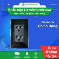 Ổ Cắm Điện Panasonic Đa Năng Âm Tường Hình Chữ Nhật Mặt Kính Cường Lực Viền Hợp Kim Vàng