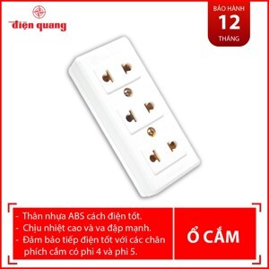 Ổ cắm Điện Quang ĐQ 004A-02 ( 3 lỗ không dây )