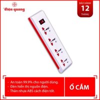 Ổ cắm Điện Quang ĐQ ESK OA104A (Kiểu thân trong suốt, 4 lỗ 3 chấu, màu trắng)