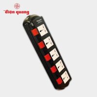 Ổ cắm Điện Quang ĐQ ESK SM750SL 5 lỗ 3 chấu - Hợp nhiều chân cắm, có màn chắn thông minh, an toàn. Công suất 3200W - Đen - Đỏ,5 mét