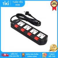 Ổ cắm Điện Quang ĐQ ESK SM740SL 4 lỗ 3 chấu - Trắng Đen Đỏ - 5m