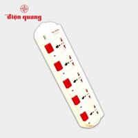 Ổ cắm Điện Quang ĐQ ESK SM750SL 5 lỗ 3 chấu - Hợp nhiều chân cắm, có màn chắn thông minh, an toàn. Công suất 3200W - Trắng - Đỏ,2 mét