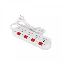 Ổ cắm Điện Quang ĐQ ESK SM740SL 4 lỗ 3 chấu - Trắng Đỏ - 5m