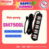 Ổ cắm Điện Quang ĐQ ESK SM750SL (5 lỗ 3 chấu, 5 công tắc) - Hàng chính hãng