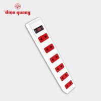 Ổ cắm Điện Quang ECO ĐQ ESK 62ECO 6 Lỗ 2 chấu - Trắng - Đỏ,5 mét