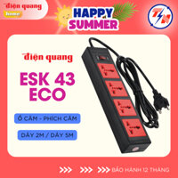 Ổ cắm Điện Quang ECO ĐQ ESK 43ECO (4 lỗ 3 chấu) Màu đen đỏ - Hàng chính hãng