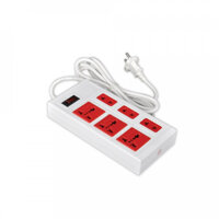 Ổ cắm Điện Quang ECO ĐQ ESK 5WR 6ECO 6 Lỗ, dây dài 5m, màu trắng đỏ