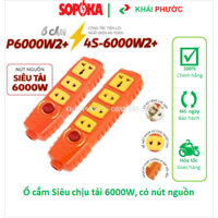 Ổ cắm điện siêu chịu tải 6000W có nút nguồn SOPOKA 3 lỗ P6000W2+ 4 lỗ 4S-6000W2+ cắm nồi lẩu, bếp từ, bếp hồng ngoại
