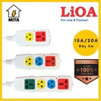 Ổ cắm điện siêu tải LiOA NEW 2 ổ, 3 ổ, 4 ổ công suất lớn 3300W5000W dây 3m 2 Lõi - 2 ổ - 15A3300W