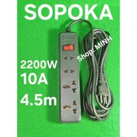 Ổ cắm điện Sopoka 2200W 4.5m - ổ cắm điện 2200W 4,5m - lõi sứ chống cháy 4 cửa - ổ cắm lõi sứ 4K5