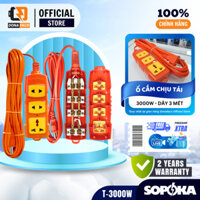 Ổ cắm điện SOPOKA T-3000W 3 ổ cắm 2 chấu dây dài 3 mét công suất lớn siêu chịu tải chính hãng