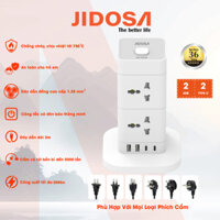 Ổ cắm điện tháp vuông đa năng thông minh JIDOSA T814T 8 Ổ cắm tải 3000W USB - Type C dây dài 3m