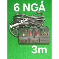 Ổ cắm điện Vinakip 6 ngả 3m 2500W 2 công tắc - ổ cắm điện 2500W - ổ cắm liền dây Vinakip ĐN/K2 OC 56