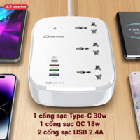 Ổ cắm điện Wifi thông minh kết nối App Drapow SK25 3 ổ cắm điện 2500W + 1 cổng sạc nhanh type C 30W