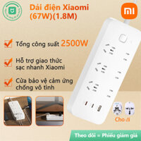 Ổ cắm điện Xiaomi 67W 6 Giắc cắm 2 cổng Type-C 1 cổng USB 2500W 10A Bảng dải nguồn sạc nhanh 1,8 mét