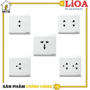 Ổ cắm đôi 2 chấu 16A viền đơn trắng LiOA V20S2U