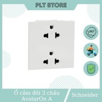 Ổ cắm đôi 3 chấu 16A, size E (3S) Schneider M3T426UST2_WE dòng AvatarOn A  New