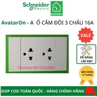 Ổ cắm đôi 3 chấu cắm nhanh màu trắng Schneider AvatarOn A (mặt+2 ổ cắm 3 chân M3T426UST2_WE+M3T03_WE)