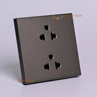 Ổ cắm đôi 3 chấu chuẩn Âu Mỹ 16A-250V màu xám (Grey) Simon E6 721287-61