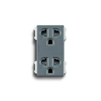 Ổ cắm đôi 3 chấu có màn che Xám ánh kim WEV1582-7MYH