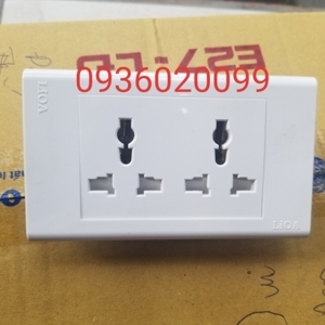 Ổ cắm đôi 3 chấu đa năng viền thẳng LiOA E18S2D