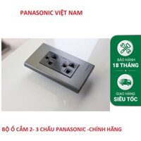 Ổ Cắm đôi 3 chấu Panasonic Đen bóng chuẩn wide - Hàng chính hãng