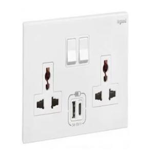 Ổ cắm đôi đa năng có công tắc + USB Type A+C 282444