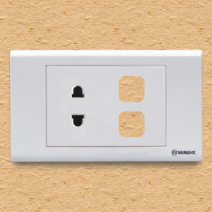 Ổ cắm đơn 2 chấu 16A với 2 lỗ Sino S18UXX