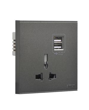 Ổ cắm đơn 3 chấu + 2 ổ USB 72E725