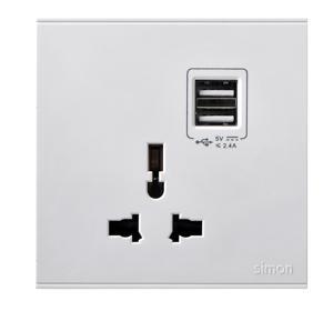 Ổ cắm đơn 3 chấu + 2 ổ USB 72E725